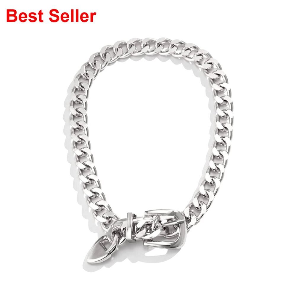 Chunky Cuban Chain Choker Belt Necklace Punk Style Zinc